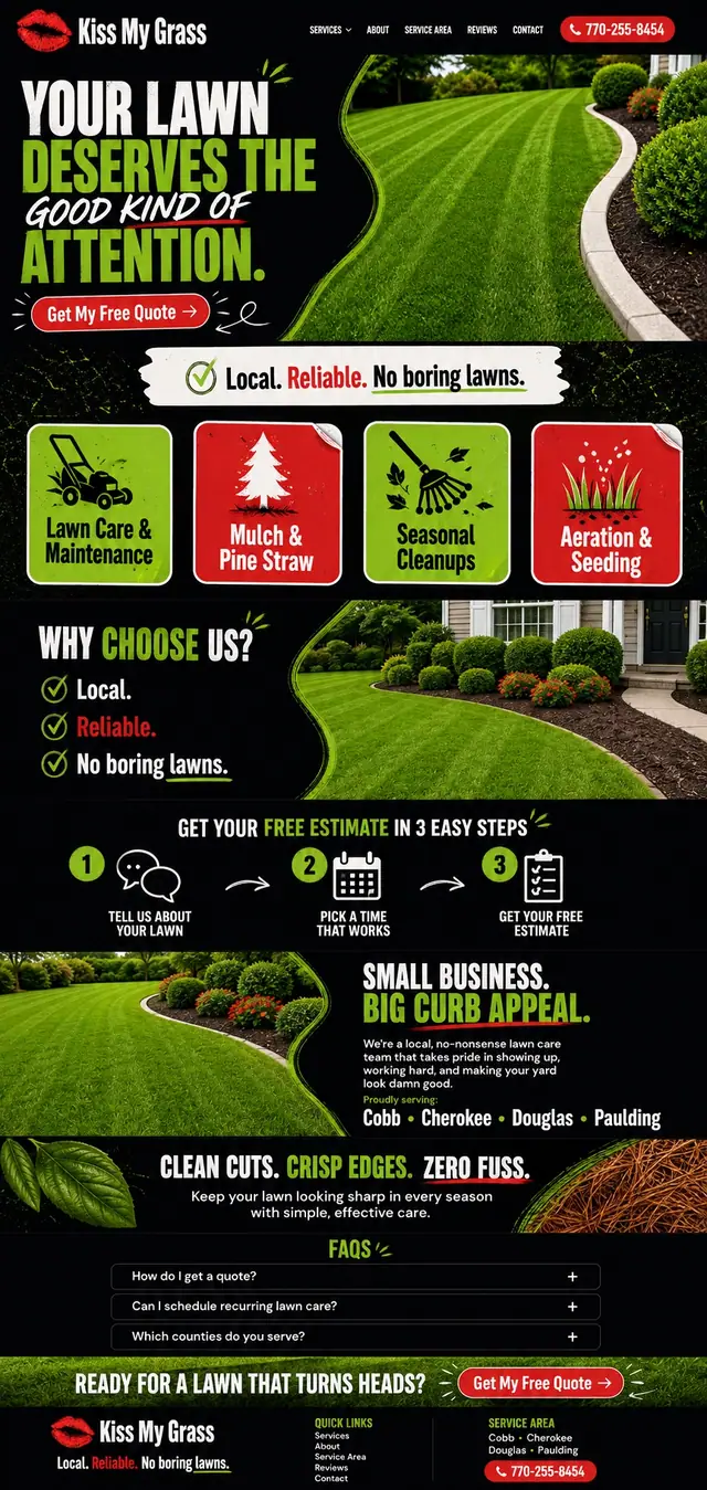 Bold black and green Kiss My Grass design concept